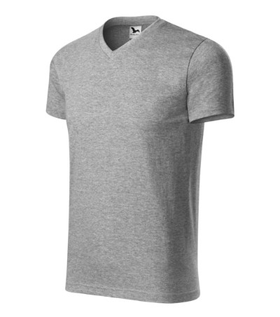 Malfini 111 Heavy V-neck unisex póló sötétszürke melírozott színben