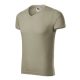 Malfini 146 Slim Fit V-neck férfi póló világos khaki színben