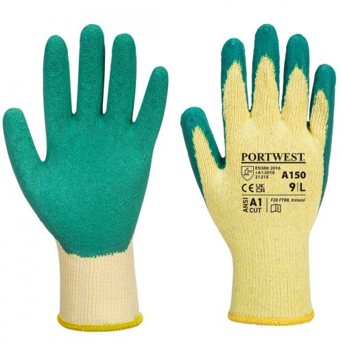 Portwest A150 Classic Grip latex kesztyű zöld színben