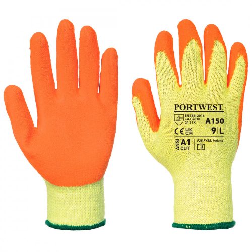 Portwest A150 Classic Grip latex kesztyű narancs színben