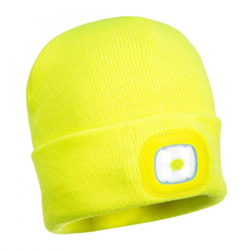 Portwest B029 Beanie USB újratölthető LED-es fejlámpa sárga színben