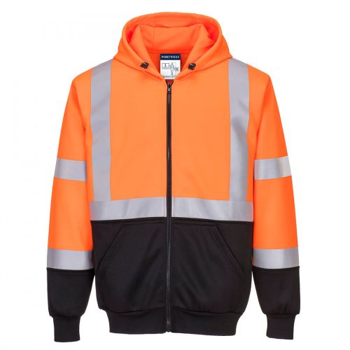 Portwest B315 Hi-Vis kéttónusú kapucnis pulóver narancs/fekete színben