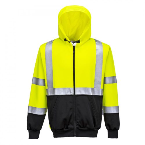 Portwest B315 Hi-Vis kéttónusú kapucnis pulóver sárga/fekete színben