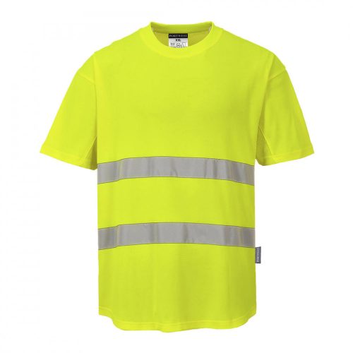 Portwest C394 Hi-Vis pamut póló sárga színben