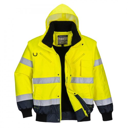 Portwest C465 Hi-Vis 3 az 1-ben bomber dzseki sárga/navy színben