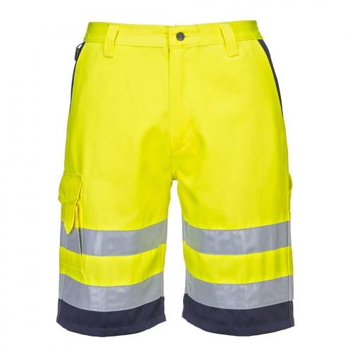 Portwest L043 Hi-Vis könnyű poli-pamut rövidnadrág sárga/navy színben