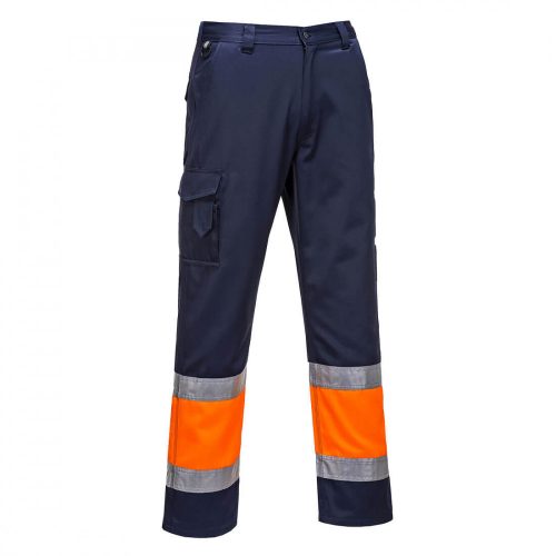 Portwest L049 Hi-Vis könnyű, kéttónusú Combat nadrág narancs/navy színben