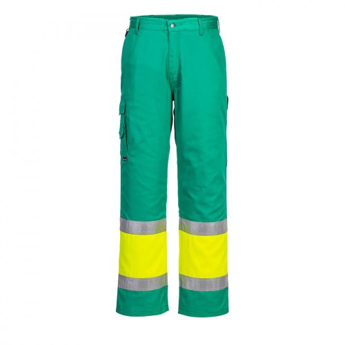 Portwest L049 Hi-Vis könnyű, kéttónusú Combat nadrág sárga/zöldeskék színben