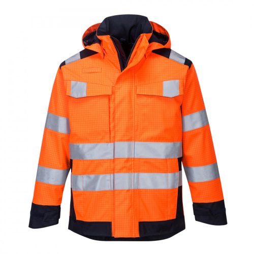 Portwest MV70 Modaflame Rain Multi Norm Arc kabát narancs/navy színben