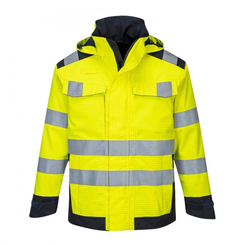 Portwest MV70 Modaflame Rain Multi Norm Arc kabát sárga/navy színben