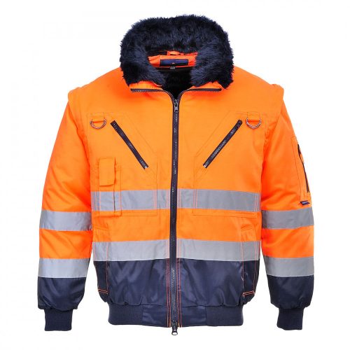 Portwest PJ50 Hi-Vis 3-in-1 Pilota kabát narancs/navy színben