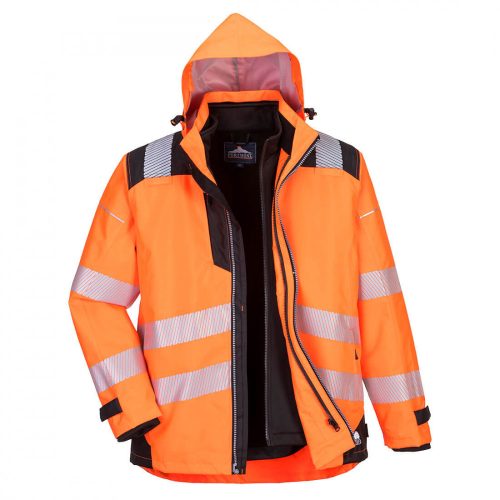 Portwest PW365 PW3 Hi-Vis 3-in-1 kabát narancs/fekete színben