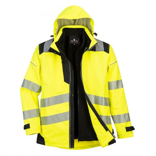 Portwest PW365 PW3 Hi-Vis 3-in-1 kabát sárga/fekete színben