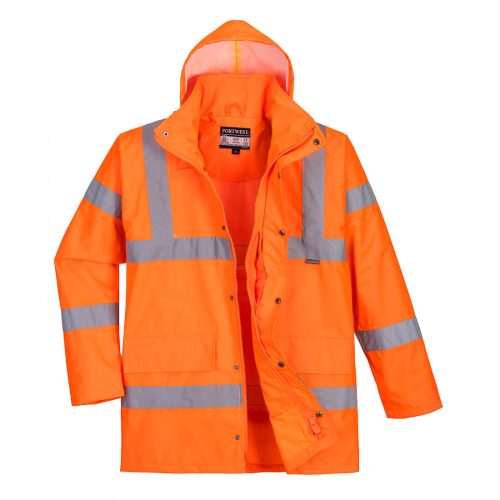 Portwest RT60 Hi-Vis légáteresztő rain traffic kabát narancs színben