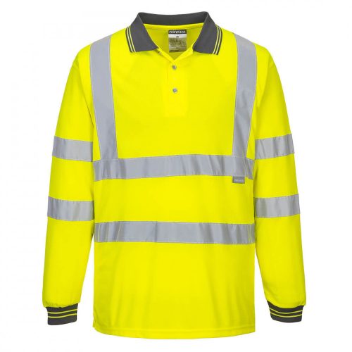 Portwest S277 Hi-Vis hosszú ujjú galléros póló sárga színben