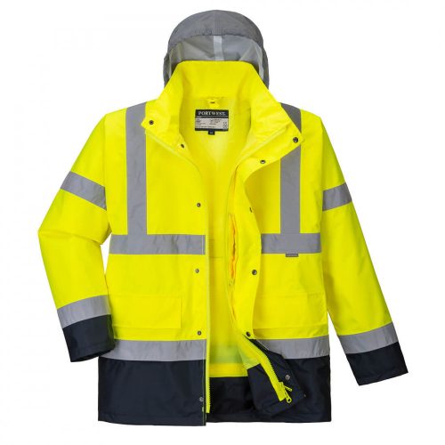 Portwest S471 Hi-Vis 4 az 1-ben Contrast Traffic kabát sárga/navy színben