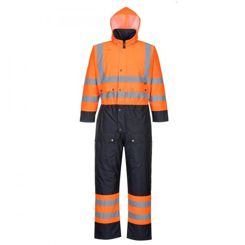 Portwest S485 Hi-Vis Contrast jól láthatósági bélelt overál narancs/navy színben