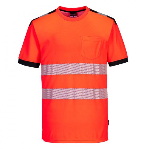 Portwest T181 PW3 Hi-Vis póló piros/fekete színben