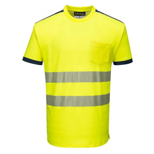 Portwest T181 PW3 Hi-Vis póló sárga/navy színben