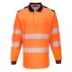 Portwest T184 PW3 Hi-Vis hosszú ujjú galléros póló narancs/fekete színben