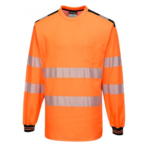 Portwest T185 PW3 Hi-Vis hosszú ujjú póló narancs/fekete színben