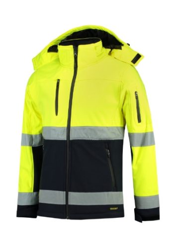 Tricorp T52 Bi-color unisex softshell kabát fluoreszkáló sárga színben