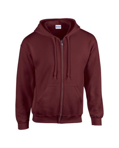 Gildan GI18600 unisex cipzáros kapucnis pulóver - maroon szín