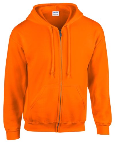 Gildan GI18600 unisex cipzáros kapucnis pulóver - safety orange szín