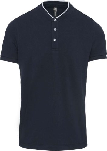 Kariban KA223 mandarin galléros férfi póló - navy/white szín