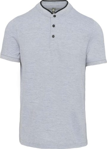 Kariban KA223 mandarin galléros férfi póló - Oxford grey/black szín