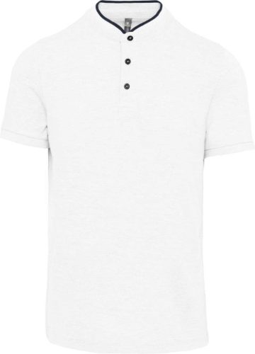 Kariban KA223 mandarin galléros férfi póló - white/navy szín
