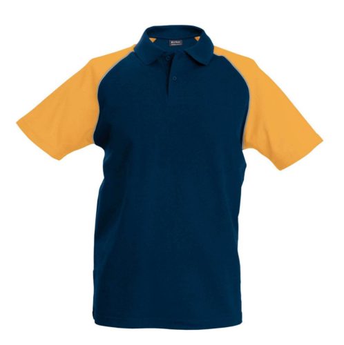 Kariban KA226 kéttónusú galléros férfi póló - navy/orange szín