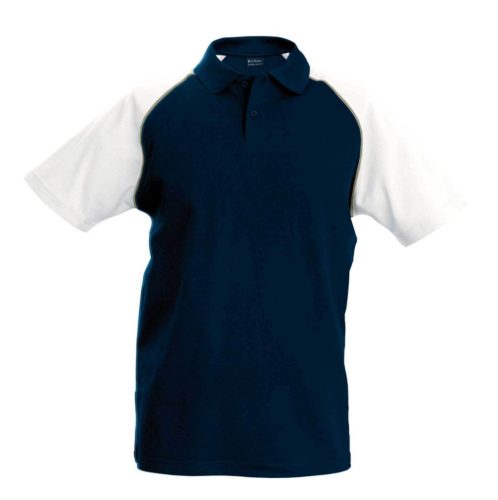 Kariban KA226 kéttónusú galléros férfi póló - navy/white szín
