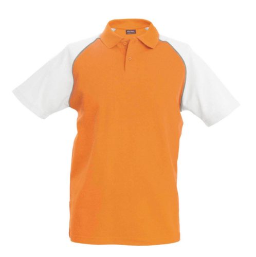 Kariban KA226 kéttónusú galléros férfi póló - orange/white szín