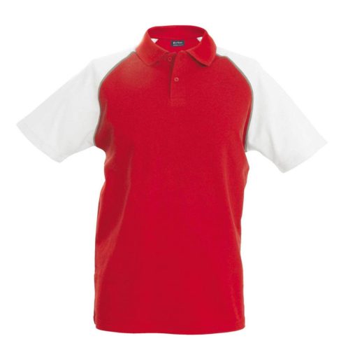 Kariban KA226 kéttónusú galléros férfi póló - red/white szín