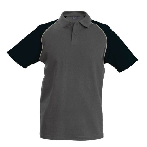 Kariban KA226 kéttónusú galléros férfi póló - slate grey/black szín
