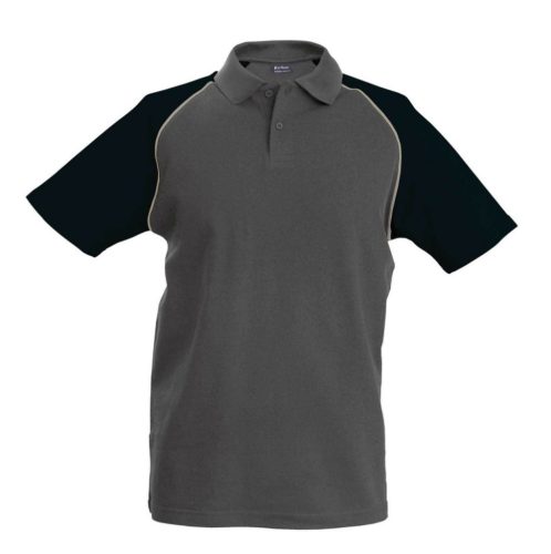 Kariban KA226 kéttónusú galléros férfi póló - slate grey/black szín