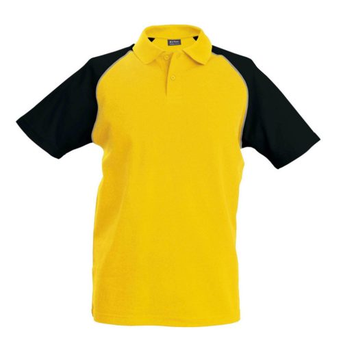Kariban KA226 kéttónusú galléros férfi póló - yellow/black szín