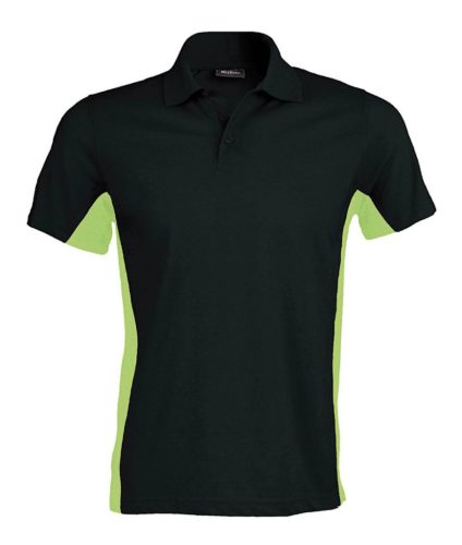 Kariban KA232 kéttónusú galléros férfi pique póló - black/lime szín