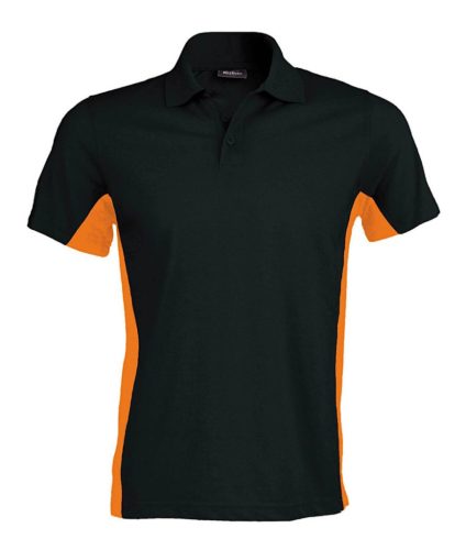 Kariban KA232 kéttónusú galléros férfi pique póló - black/orange szín