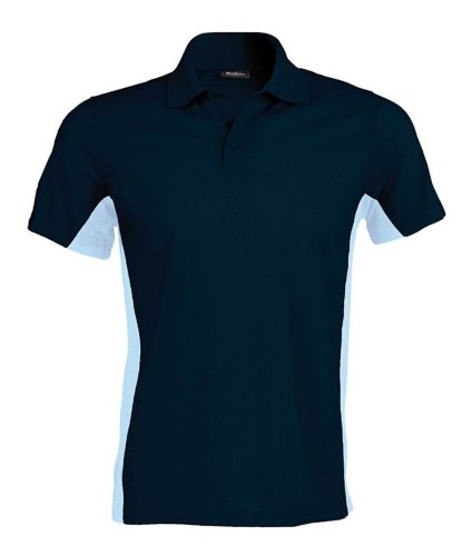 Kariban KA232 kéttónusú galléros férfi pique póló - navy/sky blue szín