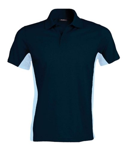 Kariban KA232 kéttónusú galléros férfi pique póló - navy/sky blue szín