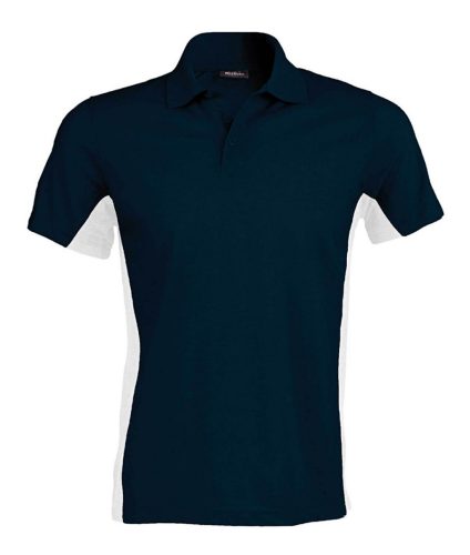 Kariban KA232 kéttónusú galléros férfi pique póló - navy/white szín