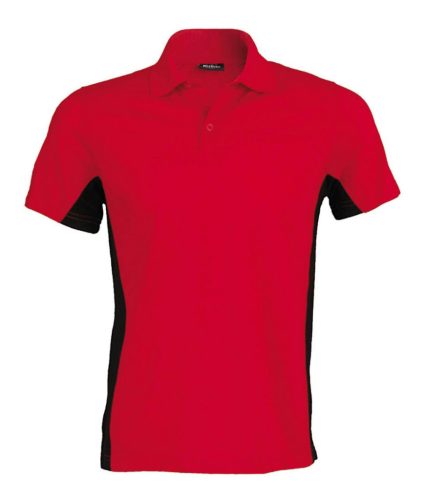 Kariban KA232 kéttónusú galléros férfi pique póló - red/black szín