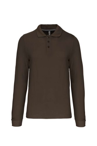 Kariban KA243 hosszú ujjú galléros férfi póló - dark khaki szín