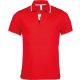 Kariban KA245 galléros férfi rövid ujjú póló - red/white/navy szín