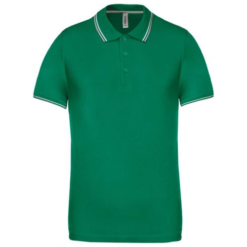 Kariban KA250 galléros férfi rövid ujjú póló - kelly green/light grey/white szín