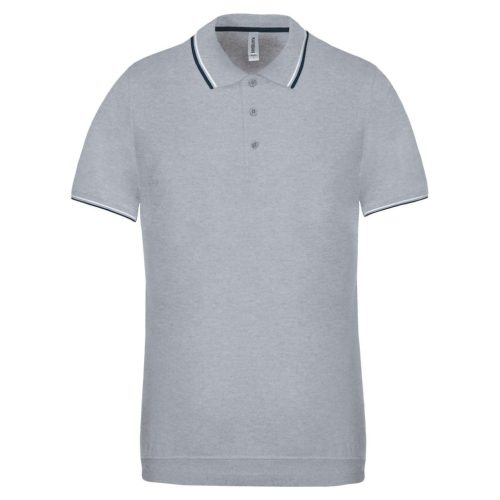 Kariban KA250 galléros férfi rövid ujjú póló - Oxford grey/navy/white szín