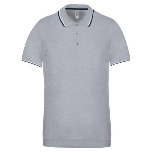 Kariban KA250 galléros férfi rövid ujjú póló - Oxford grey/navy/white szín