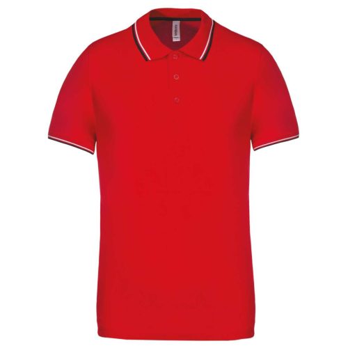 Kariban KA250 galléros férfi rövid ujjú póló - red/navy/white szín